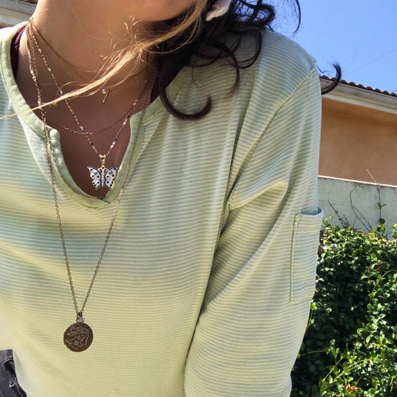 Vintage green & white striped tunic - Picture 3 of 5